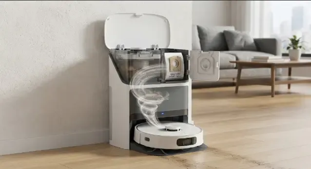 Base de autovaciado y estación de un robot aspirador