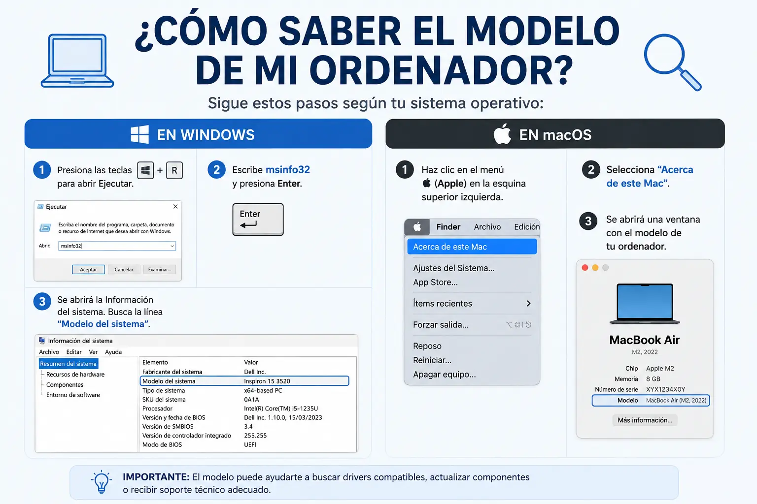 Cómo Saber el Modelo Exacto de tu Ordenador (Windows, Mac y Linux)
