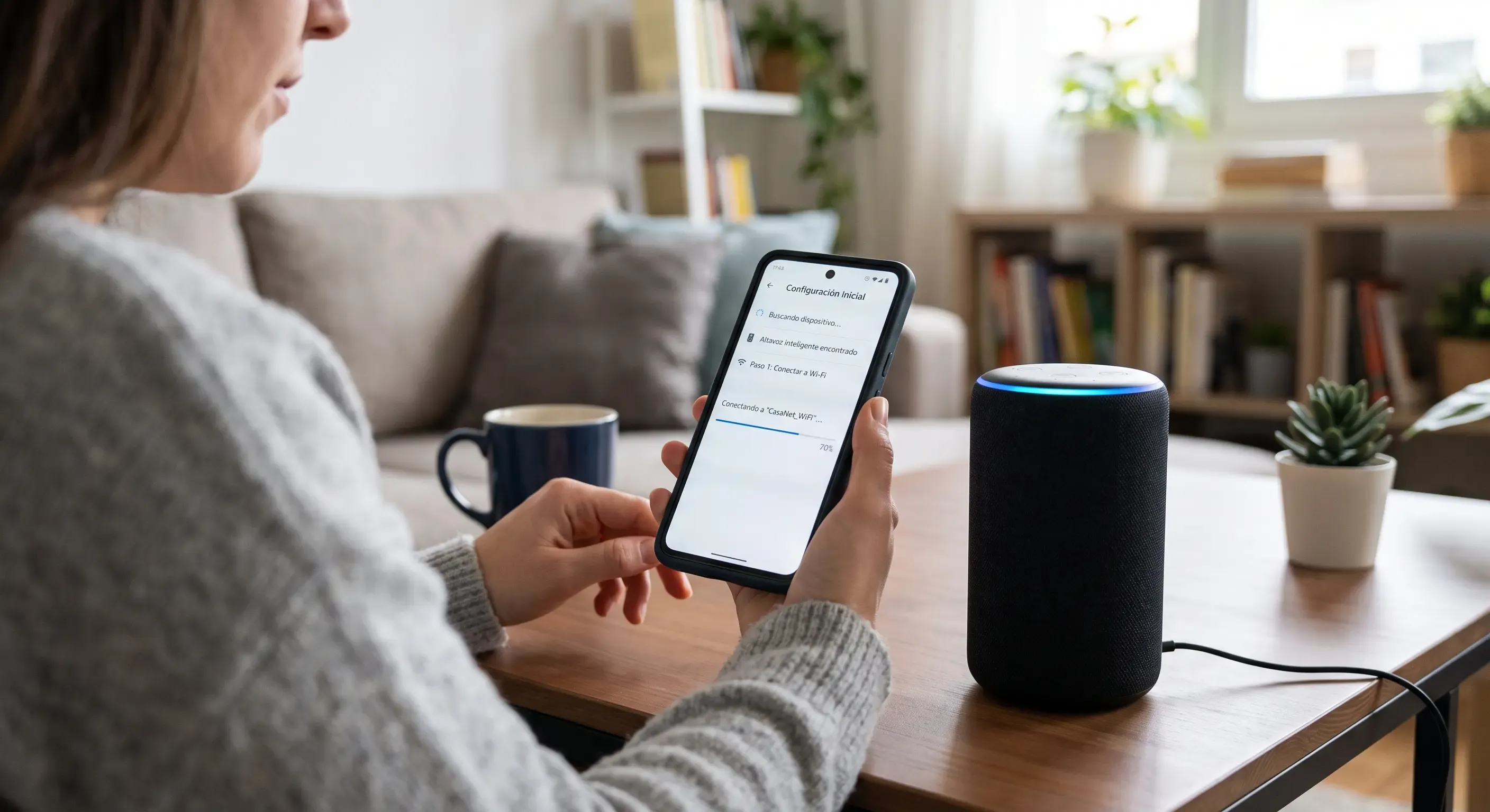 Configuración inicial de un altavoz inteligente desde la app móvil