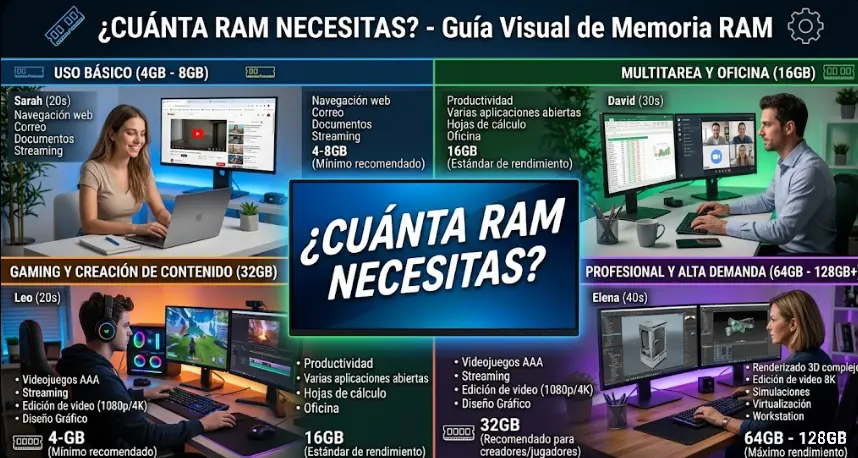 ¿Cuánta memoria RAM necesitas realmente en 2026? (Guía definitiva)