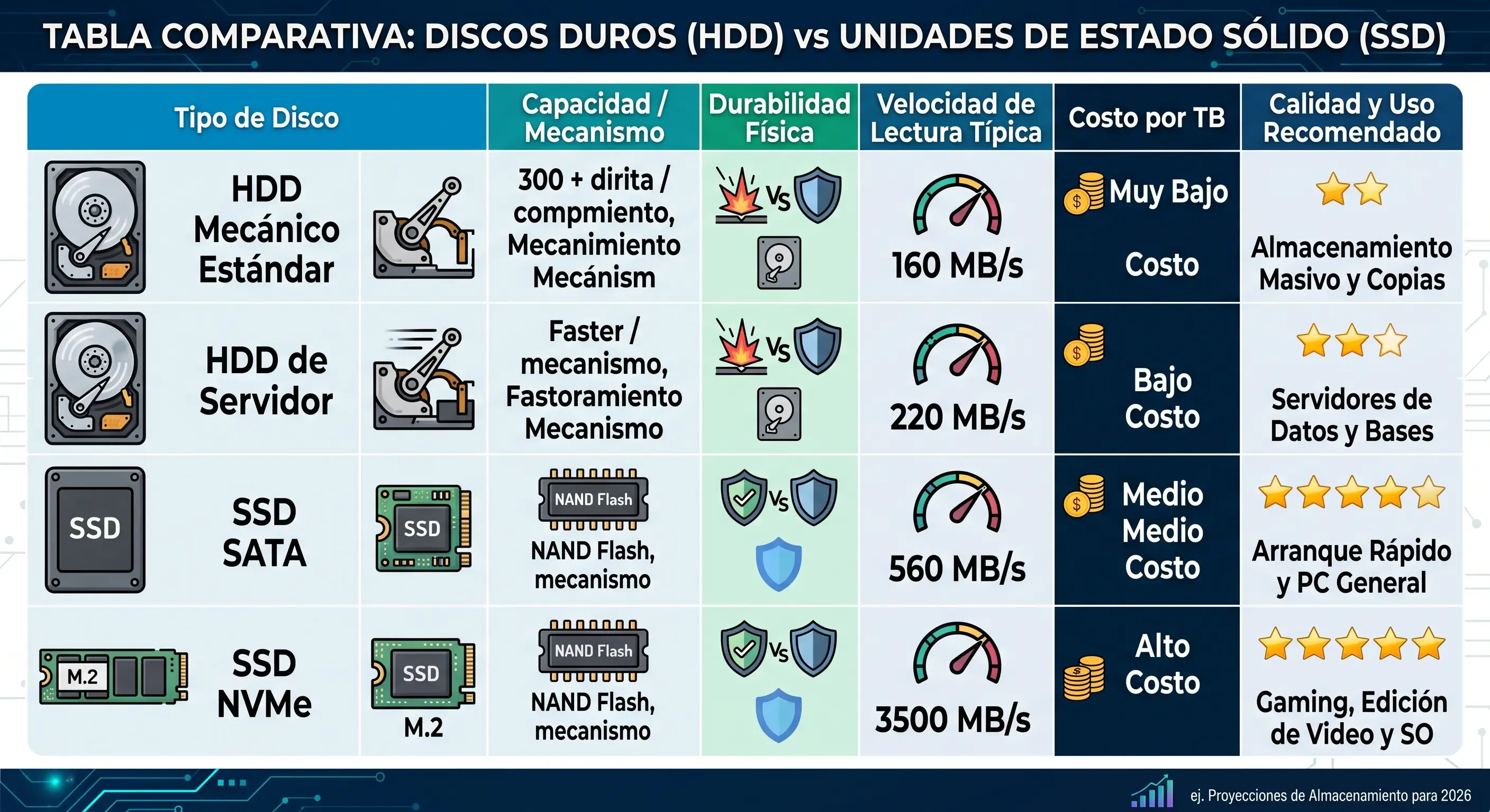 Comparativa visual entre HDD y SSD