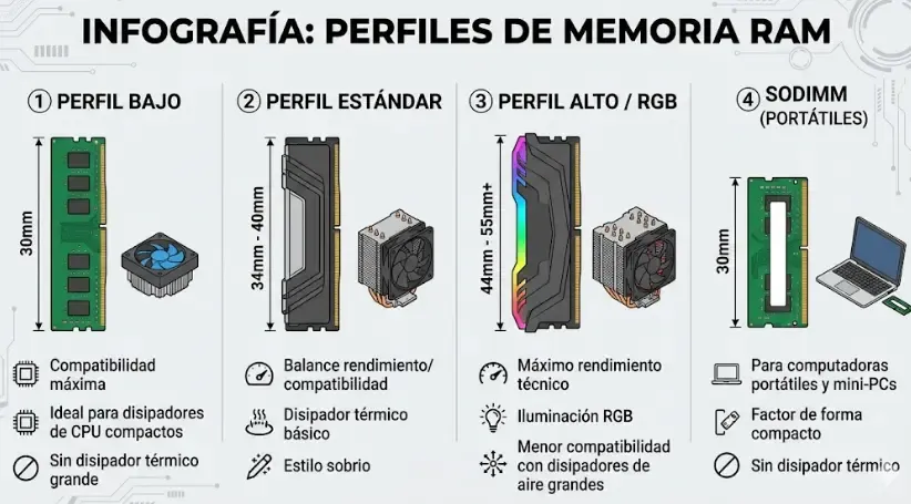 Infografía resumen: cuánta RAM necesitas según tu perfil de uso