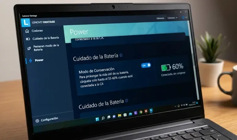 Ejemplo de configuración del modo de cuidado de batería en Lenovo Vantage