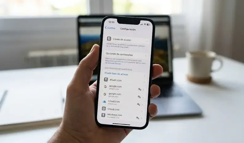 Captura de pantalla de la configuración de Passkeys en Google o Apple