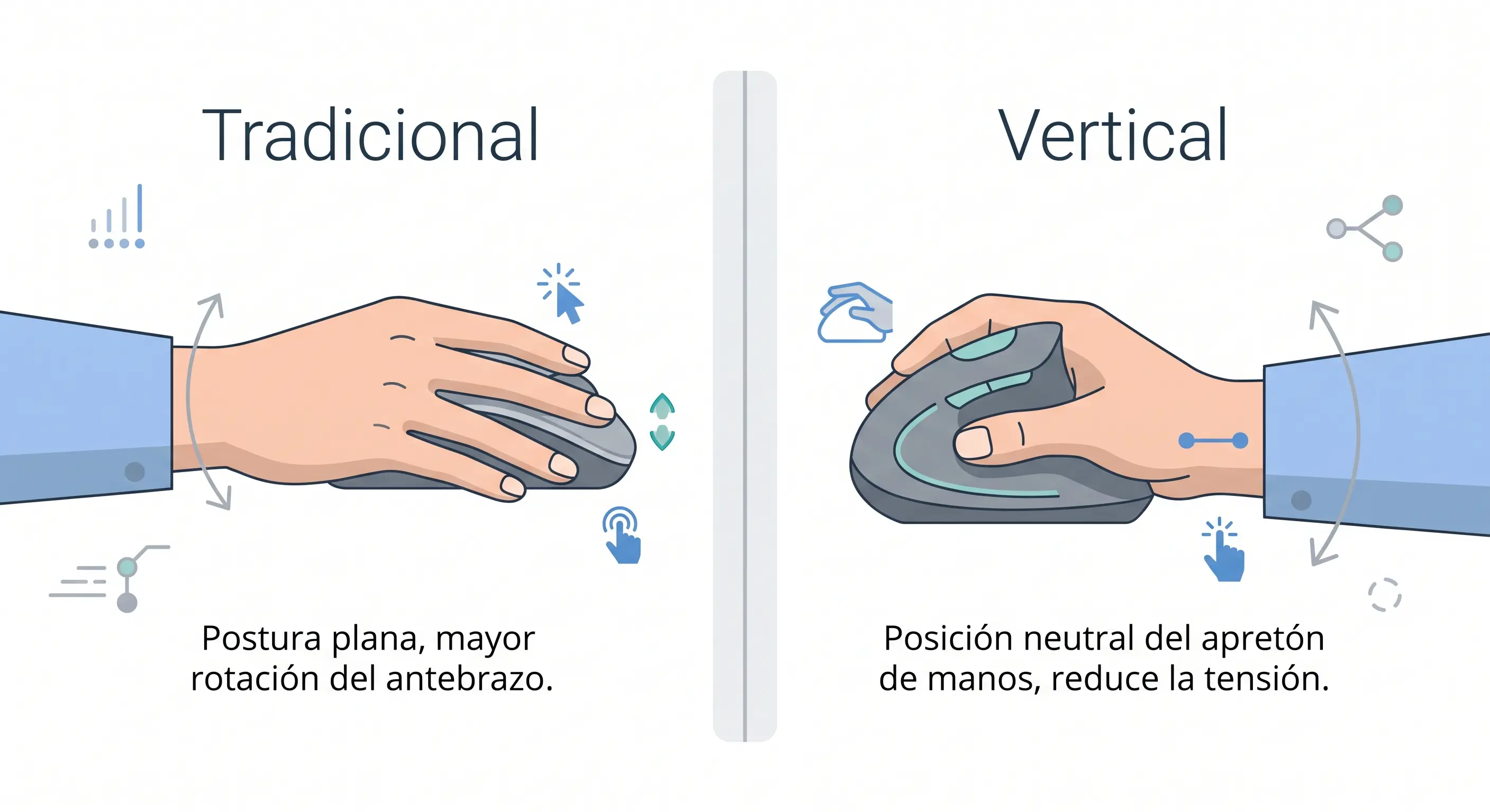 Ratón ergonómico vs tradicional: cuál elegir y mejores modelos 2026