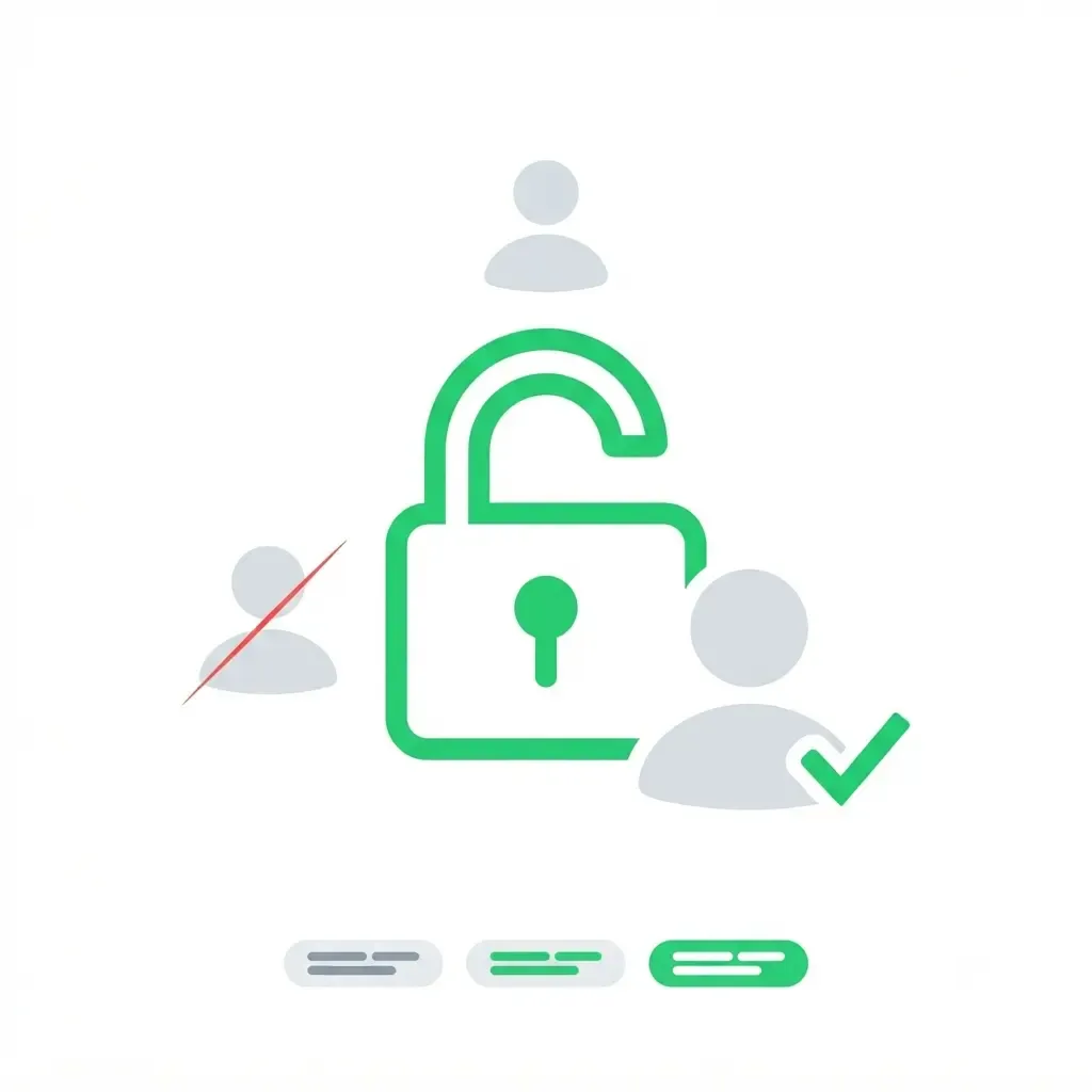 Pantalla de privacidad de grupos de WhatsApp con las opciones Todos, Mis contactos y Mis contactos excepto
